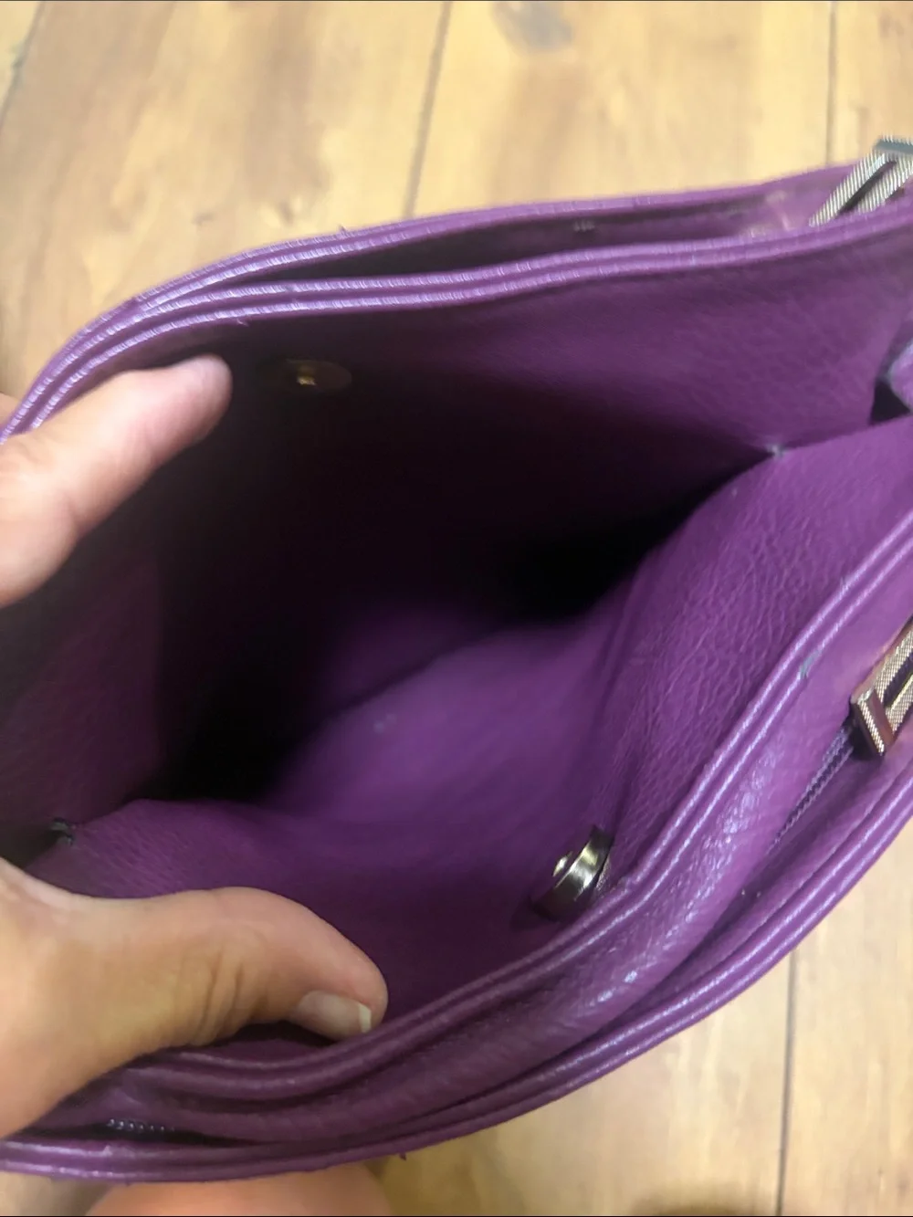 Michael Kors Plum Leather Crossbody Bag with Gold Logo